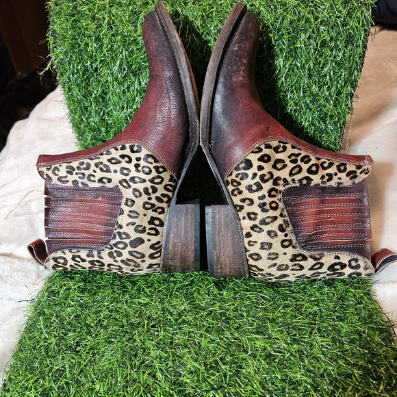 Freebird by Steven Maroon and Leopard Ankle Boots womens size 9 - Picture 7 of 8
